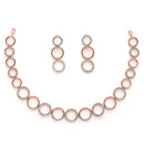 Rose Gold Plated Circular Shaped White American Diamond Studded Jewellery Set