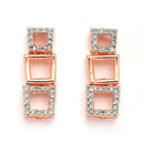 Rose Gold Plated Square Shaped American Diamond Studded Jewellery Set