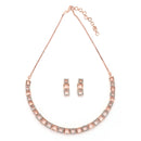 Rose Gold Plated Square Shaped American Diamond Studded Jewellery Set