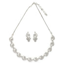 Rhodium Plated Silver Toned Floral Shaped White American Diamond Studded Jewellery Set