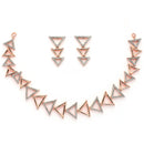 Rose Gold Plated Triangular Shaped White American Diamond Studded Jewellery Set