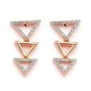 Rose Gold Plated Triangular Shaped White American Diamond Studded Jewellery Set