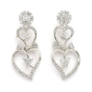 Rhodium Plated Silver Toned Heart Shaped White American Diamond Studded Jewellery Set