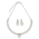 Rhodium Plated Silver Toned Heart Shaped White American Diamond Studded Jewellery Set