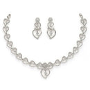 Rhodium Plated Silver Toned Heart Shaped White American Diamond Studded Jewellery Set