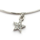 Rhodium Plated Silver Toned White Cubic Zirconia Studded Star Charm Anklet