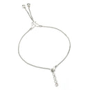 Rhodium Plated Silver Toned White Cubic Zirconia Studded Butterfly Charm Anklet