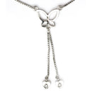 Rhodium Plated Silver Toned White Cubic Zirconia Studded Butterfly Charm Anklet