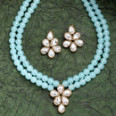 Sky Blue Pearl & Kundan Studded Jewellery Set