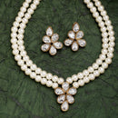 Gold Plated White Pearl & Kundan Studded Jewellery Set