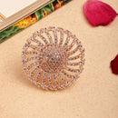 Rose Gold Plated Circular White American Diamond Studded Ring