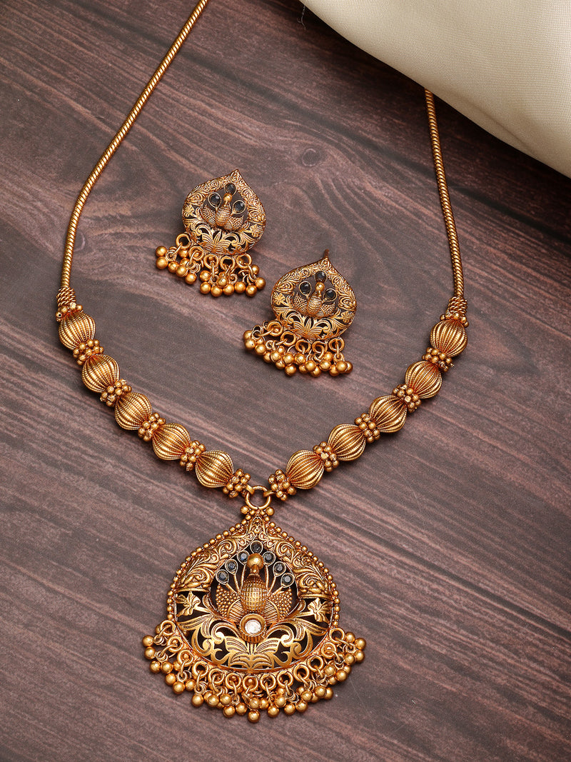 Gold Plated with Royal Peacock Design Necklace Set