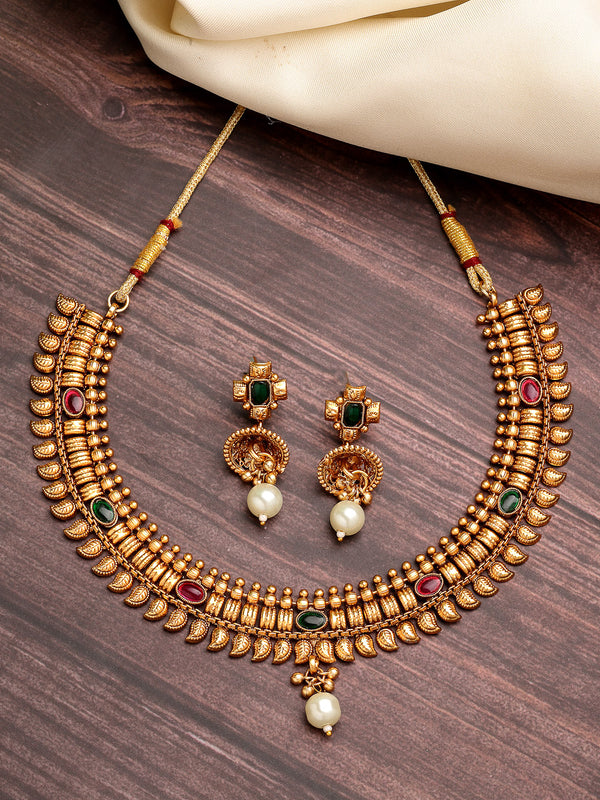 Gold Plated with Mango Motif Design Necklace Set