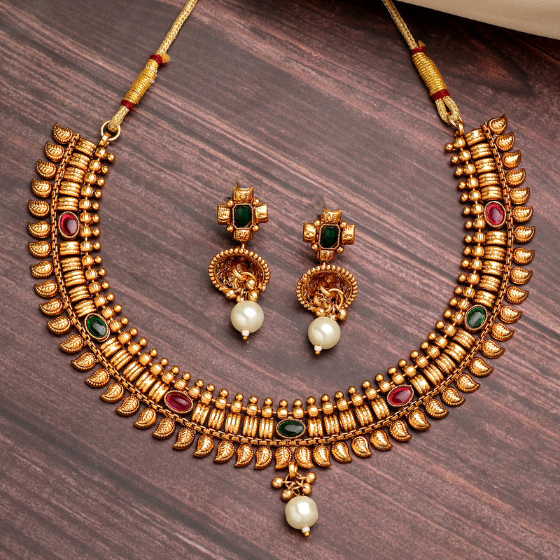 Gold Plated  Motif Design Jewellery Set