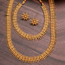 Golden Plated with Traditional Temple Design Long Necklace and Earrings Jewellery Set