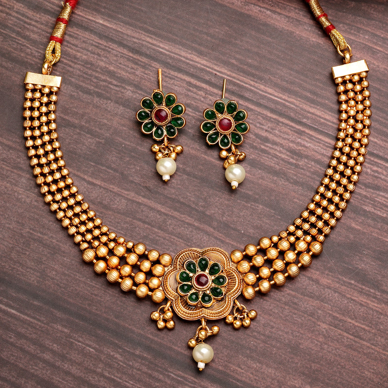 Gold Plated with Royal Design Jewellery Set