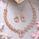 Rose Gold Plated Hearts Shaped with White American Diamond Stone Studded Jewellery Set