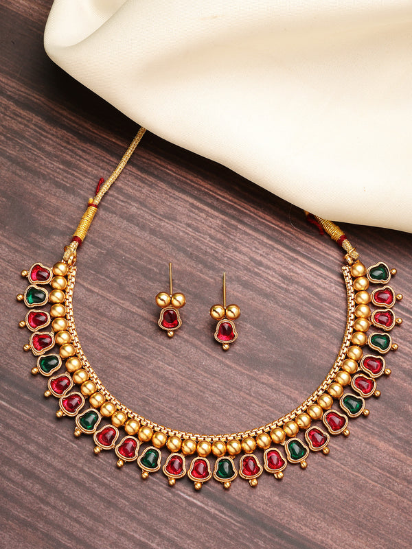 Gold Plated with Attigai Design Necklace Set