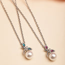 Oxidized Plated with Leaf & Pearl Design Set of 2 Pendants