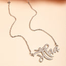 Rhodium Plated with Thin Chain "Maa" Word Design Stainless Steel Pendant Set