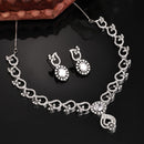 Rhodium Plated Vine Design with White American Diamond Stone Studded Jewellery set