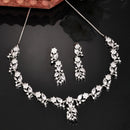 Rhodium Plated Silver Toned White American Diamond Studded Jewellery Set