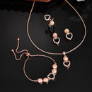 Rose Gold Plated with White American Diamonds Studded Heart Shaped Pendent Combo Set