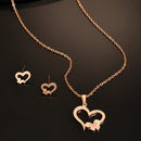 Rose Gold Plated with Heart Shaped Design Stainless Steel Pendent Set