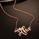 Rose Gold Plated with Thin Chain "Maa" Word Design Stainless Steel Pendant Set