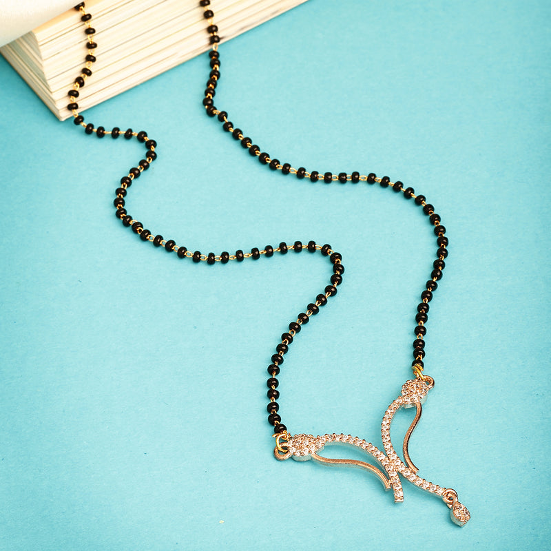 Rose Gold Plated with White American Diamonds Studded Mangal Sutra