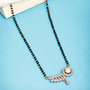 Rose Gold Plated with White American Diamonds Studded Mangalsutra in Feather Design