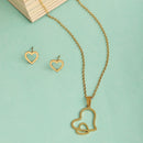 Gold Plated with Stylish Heart Shaped Stainless Steel Pendant Set