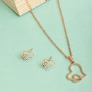 Rose Gold Plated with Stylish Heart Shaped Stainless Steel Pendant Set
