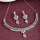 Rhodium Plated Teardrop Symphony Design with White American Diamond Stone Studded Jewellery set
