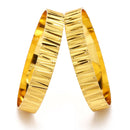 Gold Plated Set Of 2 Traditional Classic Textured Bangle Set