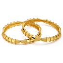 Gold Plated Set Of 2 Traditional Classic Textured Designer Bangle Set