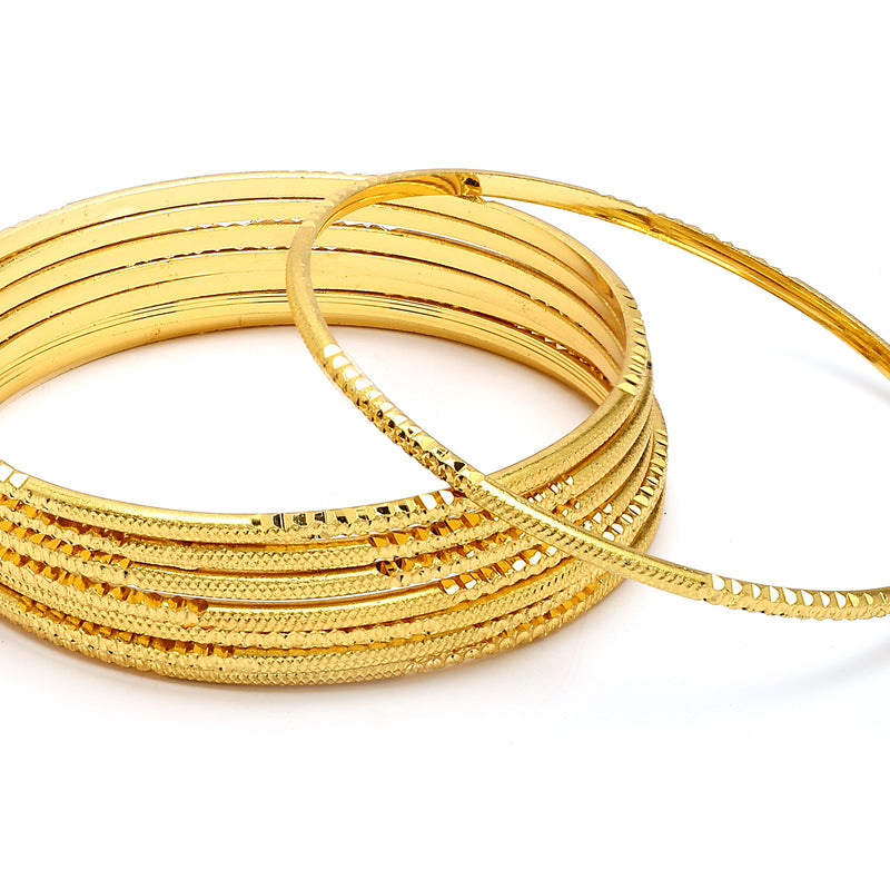 Gold Plated Set Of 8 Traditional Classic Bangle Set