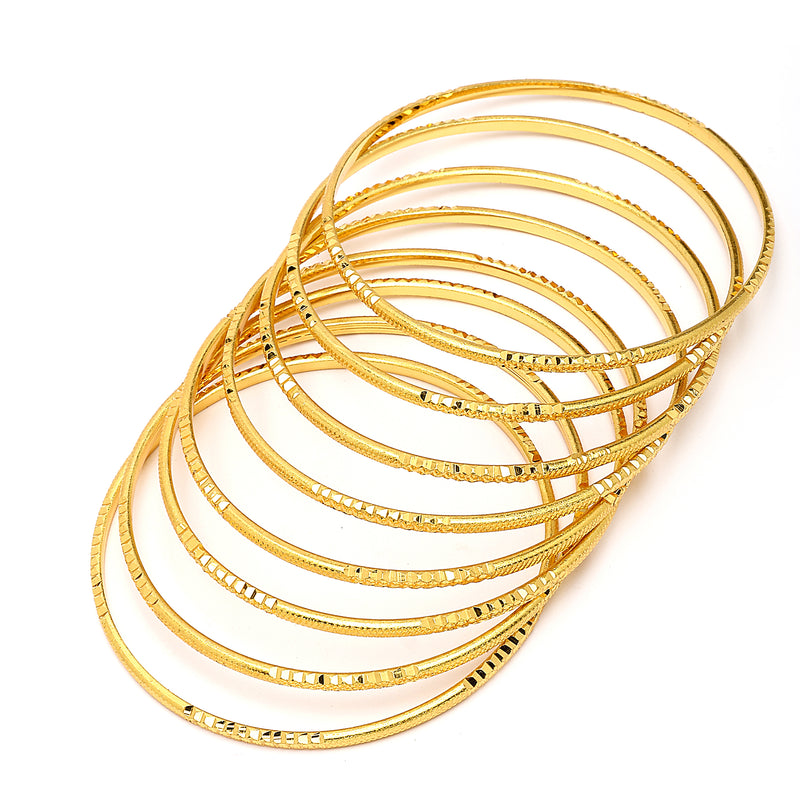 Gold Plated Set Of 8 Traditional Classic Bangle Set
