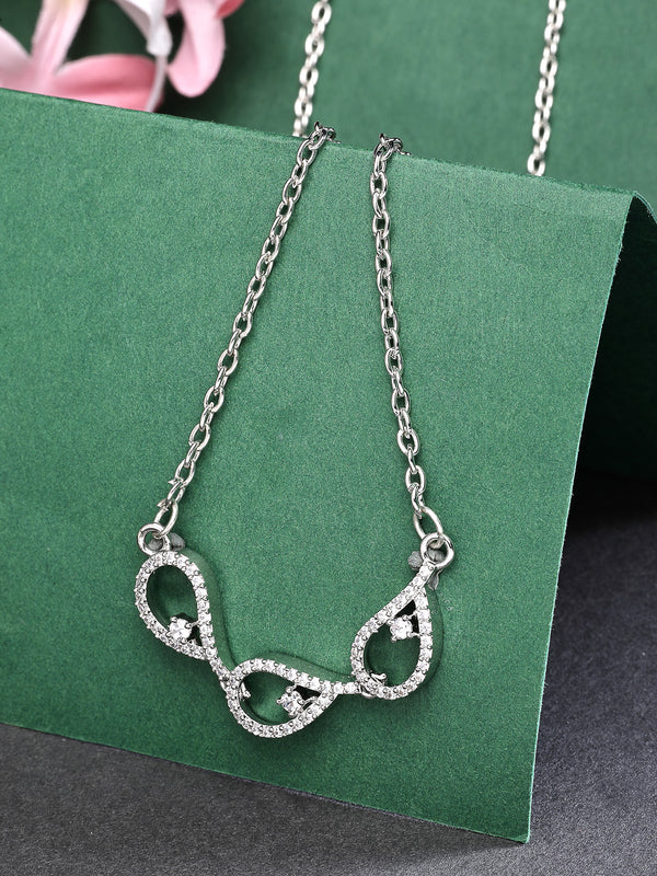 Rhodium Plated with Beautiful Tear Drop Shape Pendant