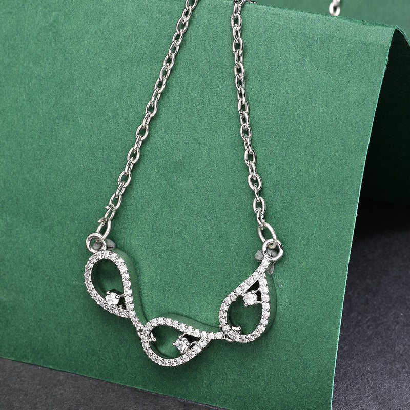 Rhodium Plated with Beautiful Tear Drop Shape Pendant