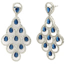 Rhodium Plated Silver Toned with Blue American Diamond Dangler Earrings