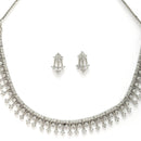 Rhodium Plated Unique Design white American Diamond Stones Studded Jewellery Set