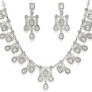 Rhodium Plated Crystal White American Diamond Stones Studded Jewellery Set