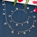 Rhodium Plated with Heart Shaped & White Cubic Zirconia Studded Jewellery Set