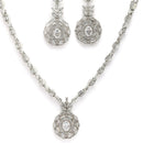 Rhodium Platted Classy Design white American Diamond Stones Studded Jewellery  Set