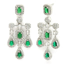 Rhodium Plated Emerald Green American Diamond Stones Studded Jewellery Set