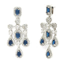 Rhodium Plated Royal Blue American Diamond Stones Studded Jewellery Set
