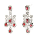 Rhodium Plated Stunning Red American Diamond Stones Studded Jewellery Set