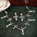 Oxidized Plated with Pink Pearl & Stone Studded Jewellery Set