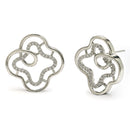 Rhodium Plated Elegant Clover Shaped American Diamond Pendant Set